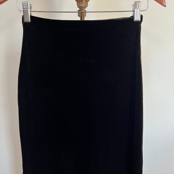 Exit of California Women's Size S Stretch Black Velvet Side Slit Maxi Skirt - Picture 6 of 9